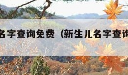 新生儿名字查询免费（新生儿名字查询免费梁家枢）