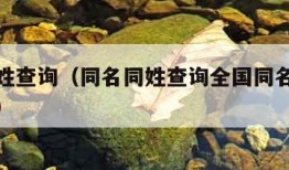 同名同姓查询（同名同姓查询全国同名同姓人数查询）